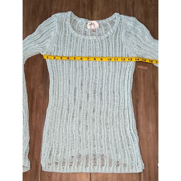 Milly New York Open Knit Sweater Women’s Small Mint Green Italian Yarn - Picture 3 of 7